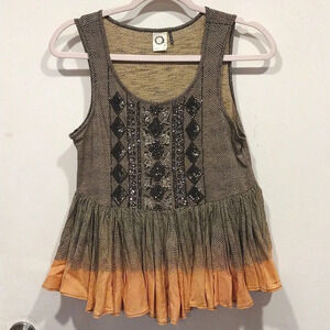 NWT Anthropologie Akemi + Kin Beaded Dip Dye Anaphora Tank Top Sz XS-Boho Grunge